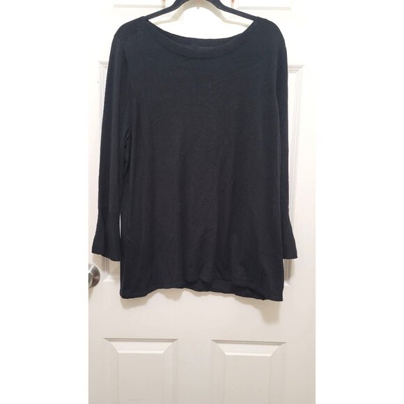 41 Hawthorn Black Long-Sleeve Sweater With Pleated Cuffs & Ribbed Neckline Bell - Picture 2 of 9